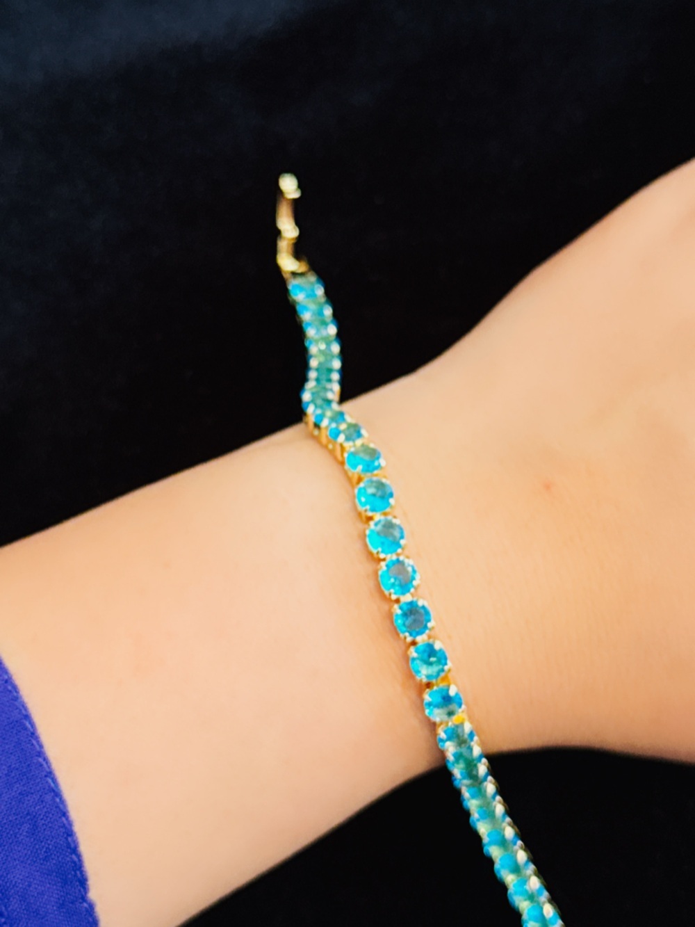Turquoise Blue Crystal Tennis Bracelet - Women Jewelry
